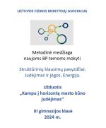 Struktūrinių klausimų pavyzdžiai. Užduotis „Kampu į horizontą mesto kūno judėjimas“